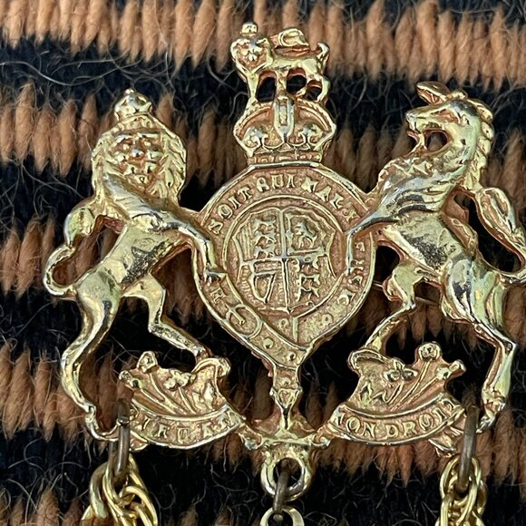 Vintage Chatelaine Lion Horse Crest Hanging Sweetheart Picture Locket Brooch - Picture 3 of 8